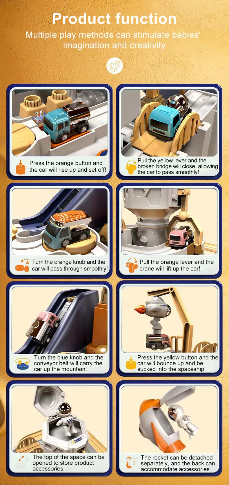 Plastic Toy Pull Back Car Ball Race Flexible Big Track Table Tower Car Race Train Toy With Track Set For Kids