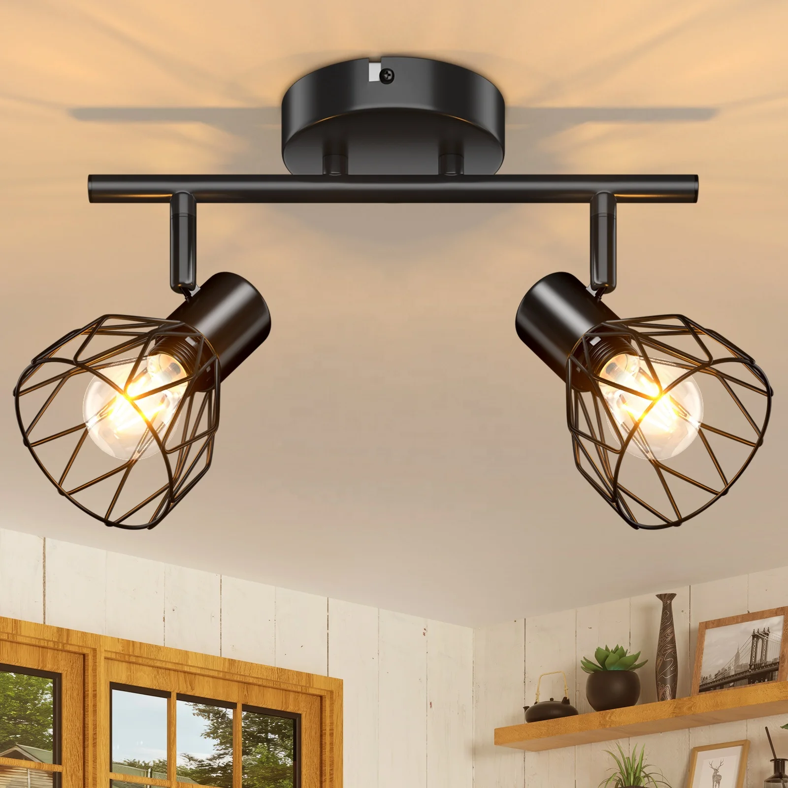 Vintage Wire Cage Ceiling Light Kitchen Light Fittings Spot Light Wall Spotlight for Living Room