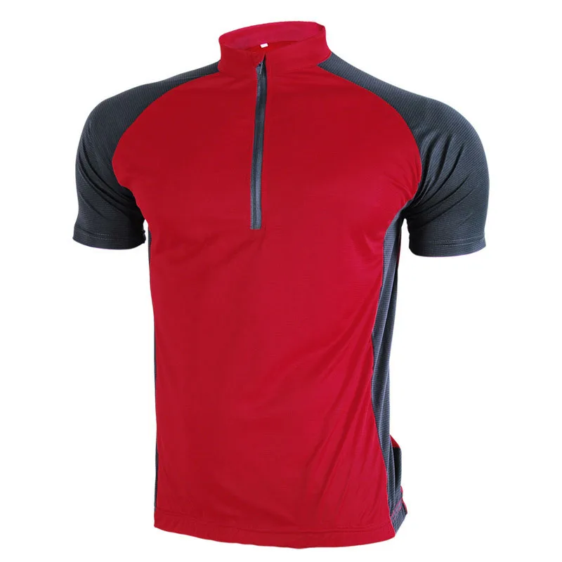 Customized logo screen print polyester spandex stand collar 1/4 zip up short sleeve tee mesh gym bike cycling T-shirt