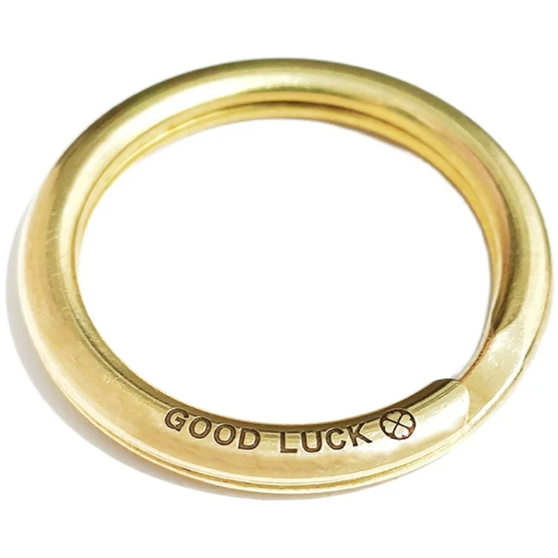 solid brass flat wire engraved logo keyholder solid brass split keyring hardware holder