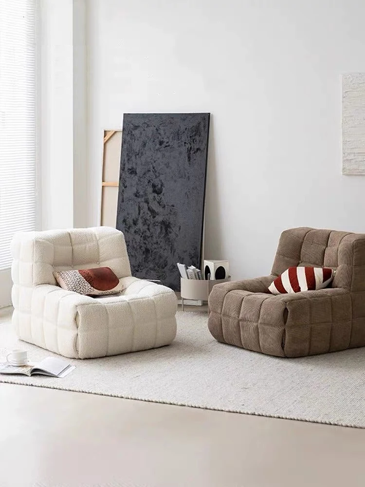 Modular Compression Sofa Vacuum Compression Roll Tofu Block Sofa Corduroy Retro Straight Modern Fabric Sofa