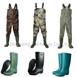 Qinghong Manufacturer Pure pvc chest wader for fishing custom made thigh Reach Standard  environmental felt sole waders