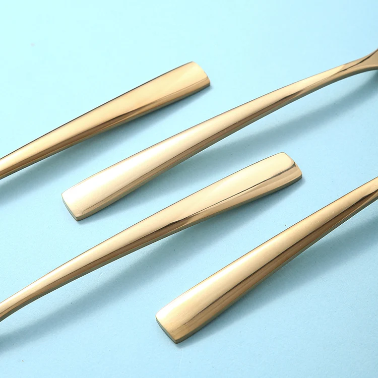 Custom stainless steel spoon set gold silverware talher cubiertos dorados spoon and fork luxury golden cutlery flatware sets