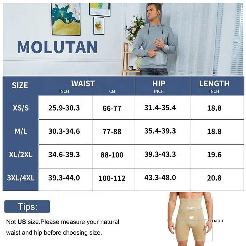 Mens Compression Boxers Shapewear Shorts High Waist Slimming Underwear Body Shaper Seamless Boxer Brief