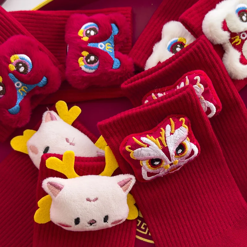 Chinese Style Pure Cotton Sock 3D Doll Homeyear Dragon Pattern Comfortable Sock
