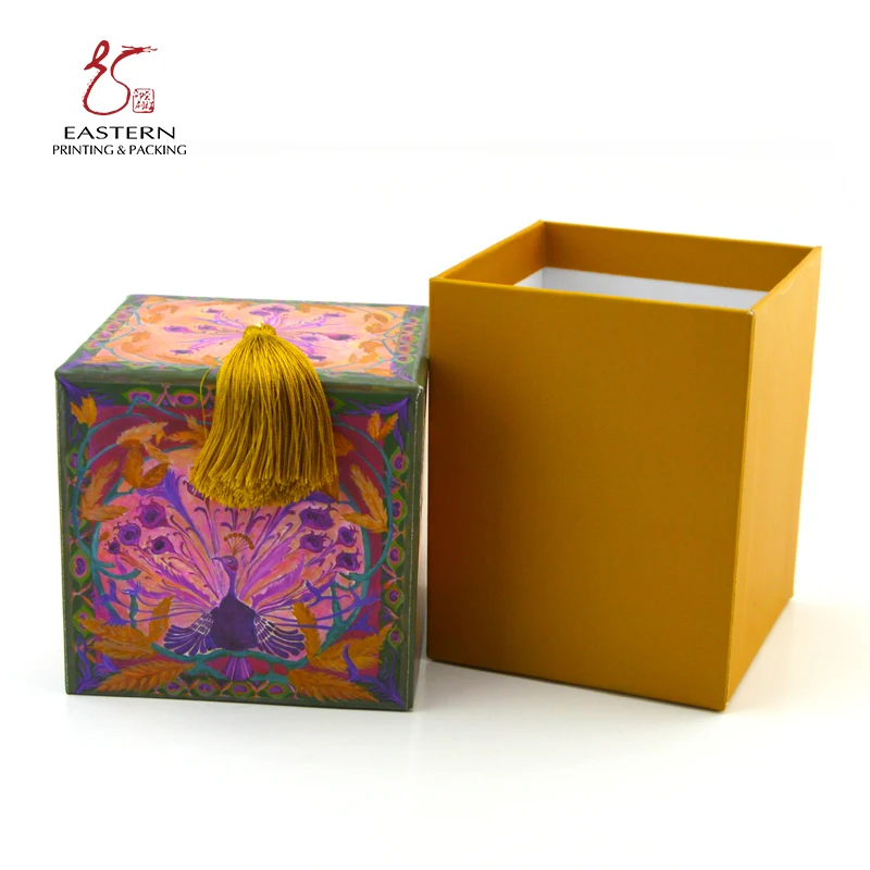 Elegant cardboard box color printing packaging candle jar lid gift packaging box with custom logo