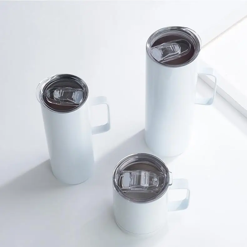 12oz 20oz 30oz sublimation Skinny Tumbler with handle sublimation blank 30oz tumbler double wall  with metal straw