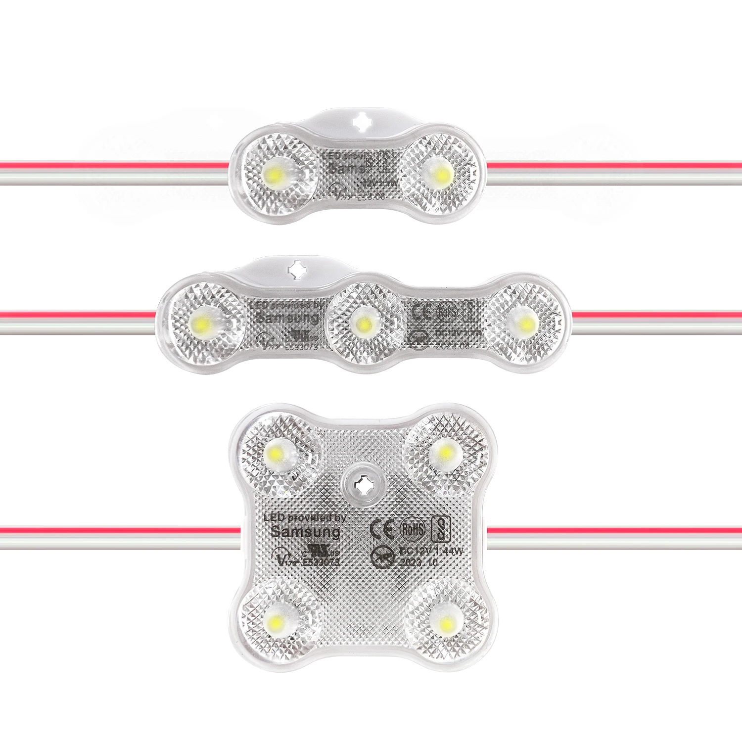 dc12V 5 years warranty two three four leds white 6500k samsung chip smd 2835 lens led modules for signage