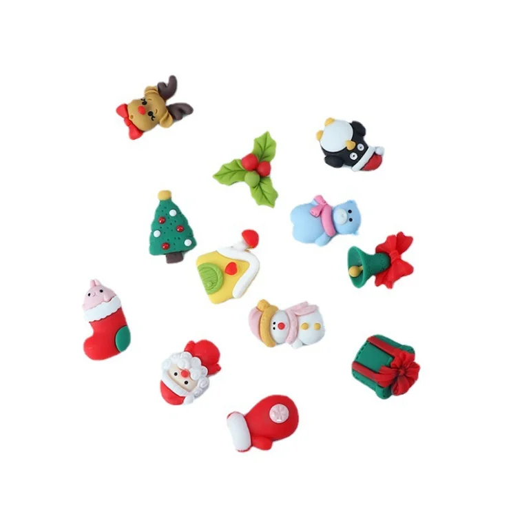 Flatback Resin Christmas 3D Nail Art Charms Kwaii Snowflake Snowman Claus Christmas Bell Treeor Nail Decoration Jewelry