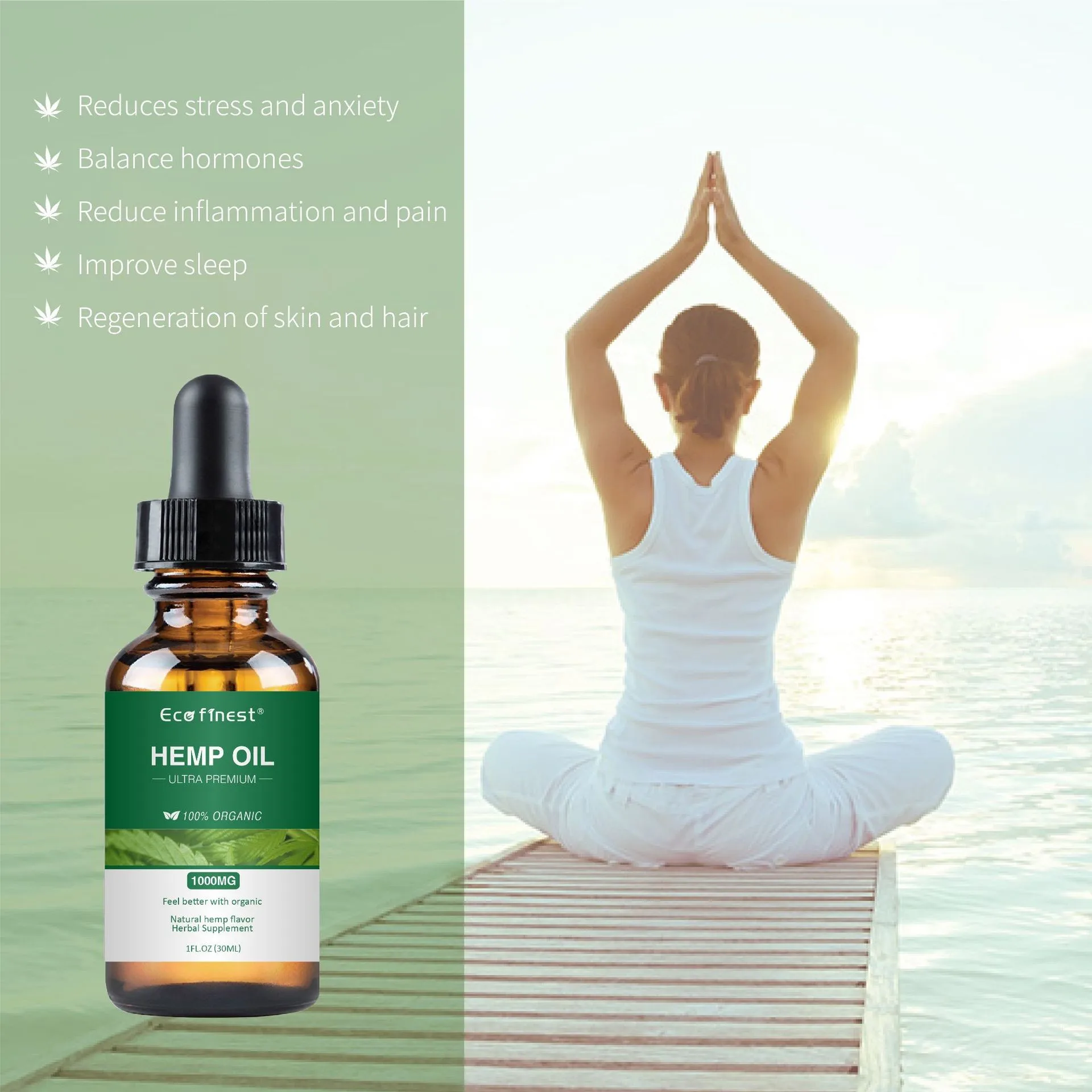 Organic Skin Care Hemp Oil Extract 100% Organic Refre-shing Improved Memory Attention Sleep Hemp Seed Oil