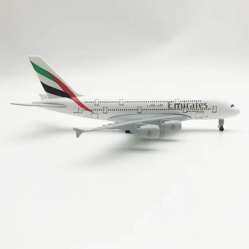 20cm Emirates Airlines Airbus 380 Plane Model Diecast Toy with Landing Gear