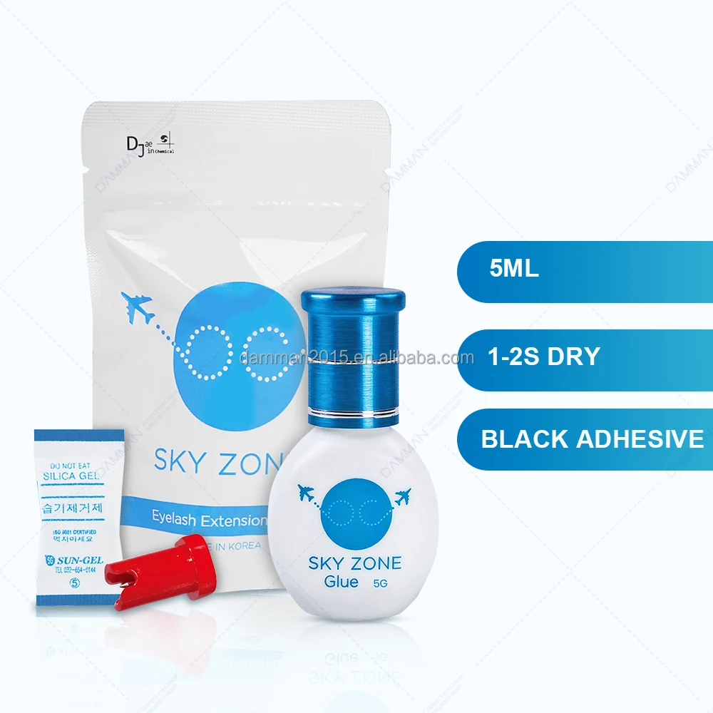 SKY Professional Eyelash Glue 1-2s Dry SKY Zone Lash Glue Lasting 6-7 Weeks 5ml SKY Blue Cap Free Custom