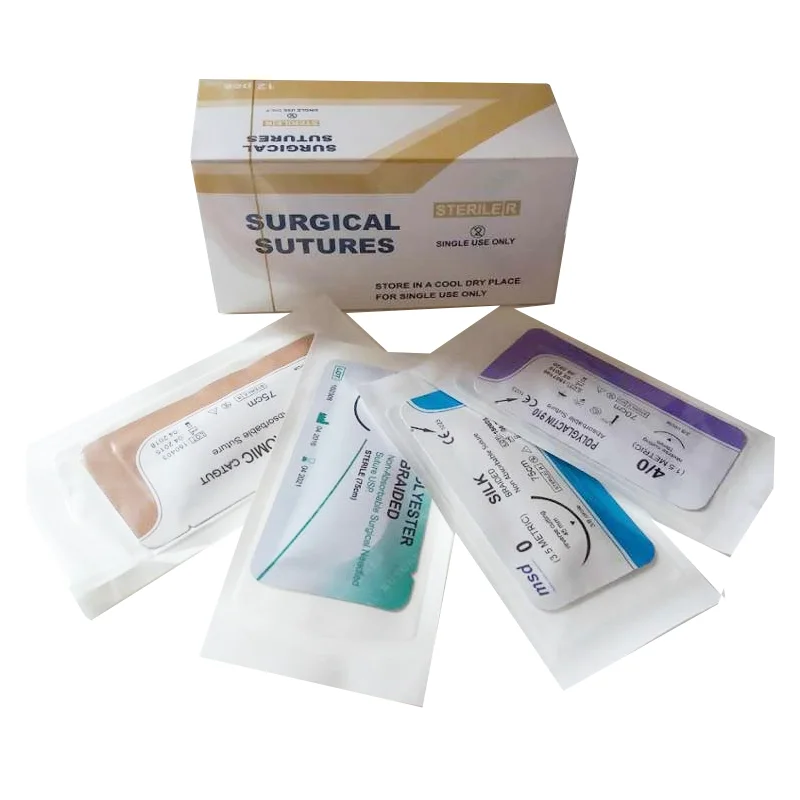 
Medical non absorbable suture nylon / polypropylene / silk / polyester surgical suture with needle 