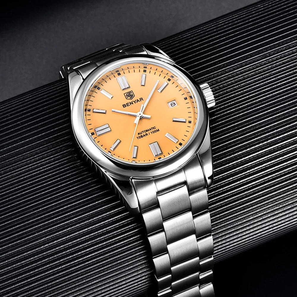Luxury Brand BENYAR New Men Automatic Mechanical Watches BY-5185 Men Business Sport 100m Waterproof Watches Reloj Hombre
