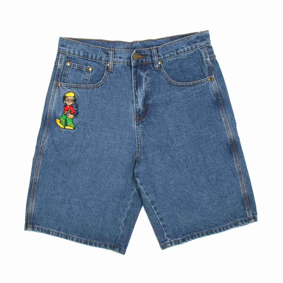 Wholesale Summer High Street Baggy Jean Shorts Custom Logo Premium Solid Color Denim Shorts For Men