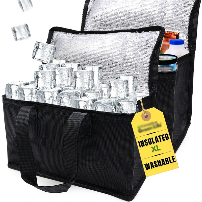 Reusable Thermal Insulated Cooler Bag Grocery Cool Carry Non Woven Lunch Cooler Bag For Food