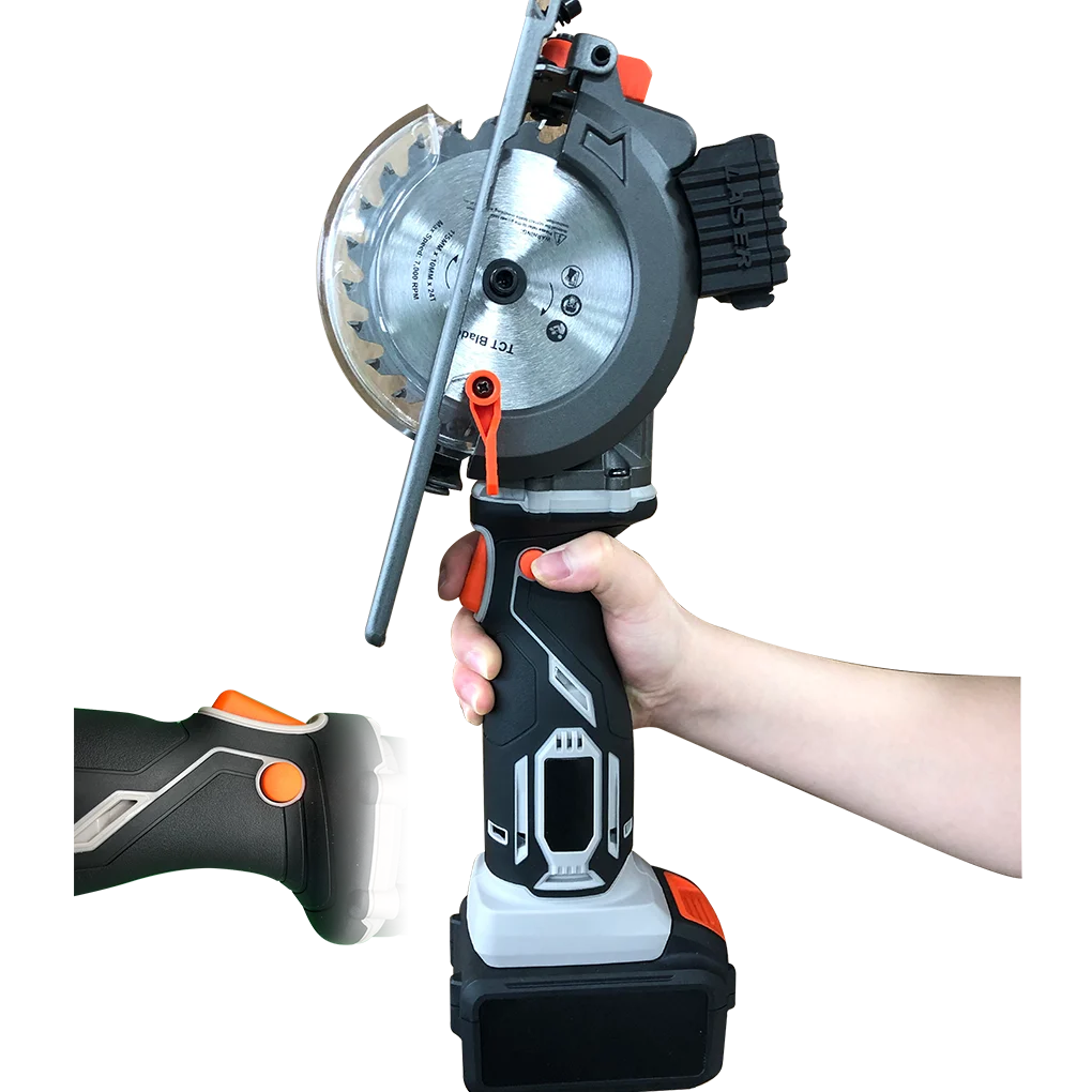 Mini Compact Circular Saw 4500RPM with Laser Guide Scale Ruler Vacuum Port for cutting Woods Tile and Soft Metal