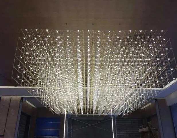 unusual modern  big LED square star chandelier for hotel lobby ceiling light