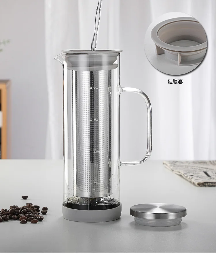 800ml Espresso Maker Cold Brew Iced Coffee Maker Dual Use Filter Coffee&Tea Pot Espresso Ice Drip Maker Glass Pots