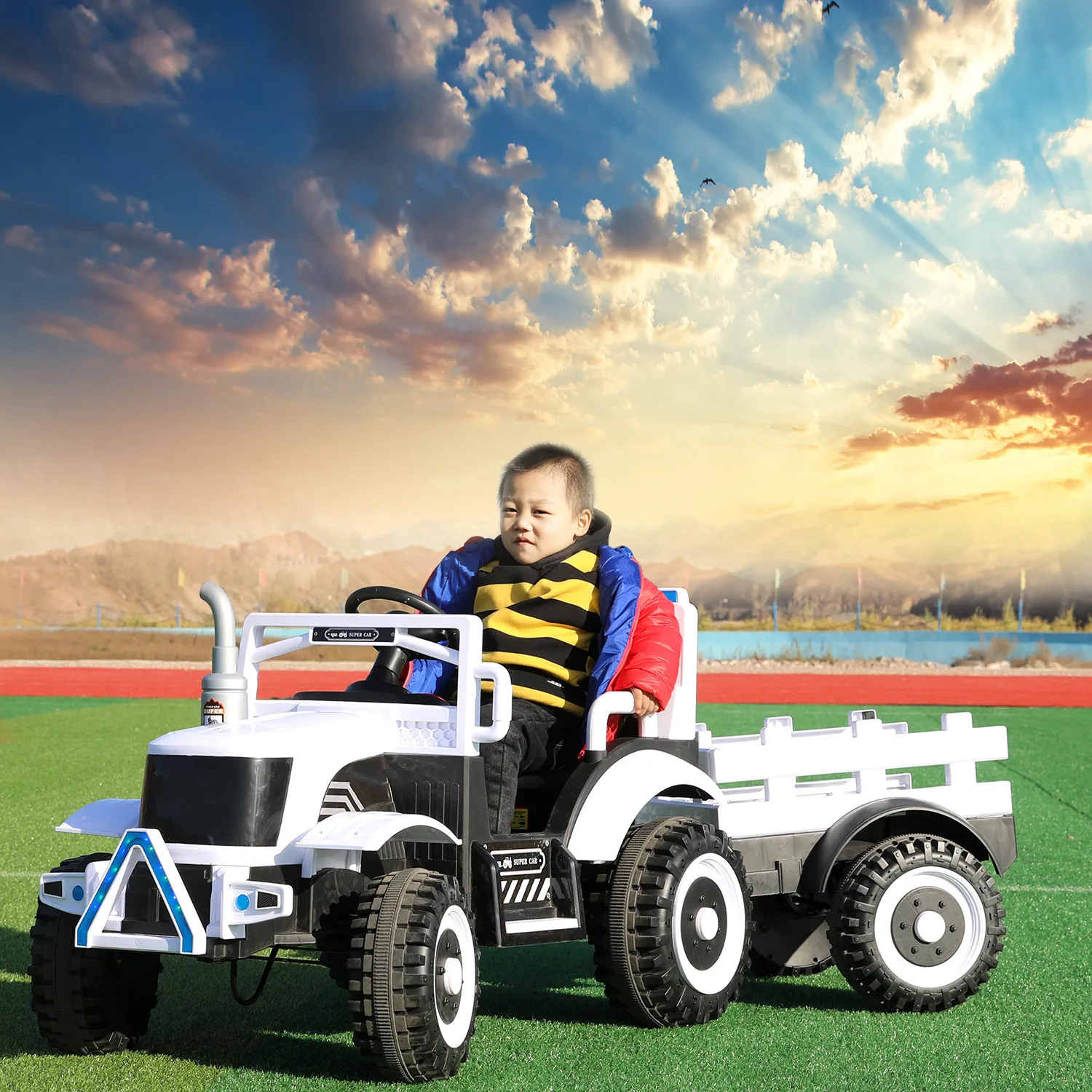 China factory wholesale good quality kids pedal tractors ride on car electric tractor for kids ride with bucket for children