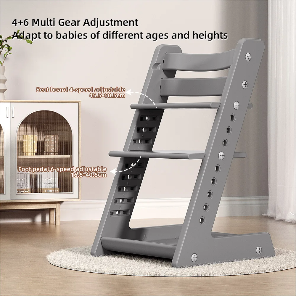 Hot selling Wooden Baby Feeding Chair With Adjustable Foot And Seat Plate Foldable Toddler High Chair For Dining