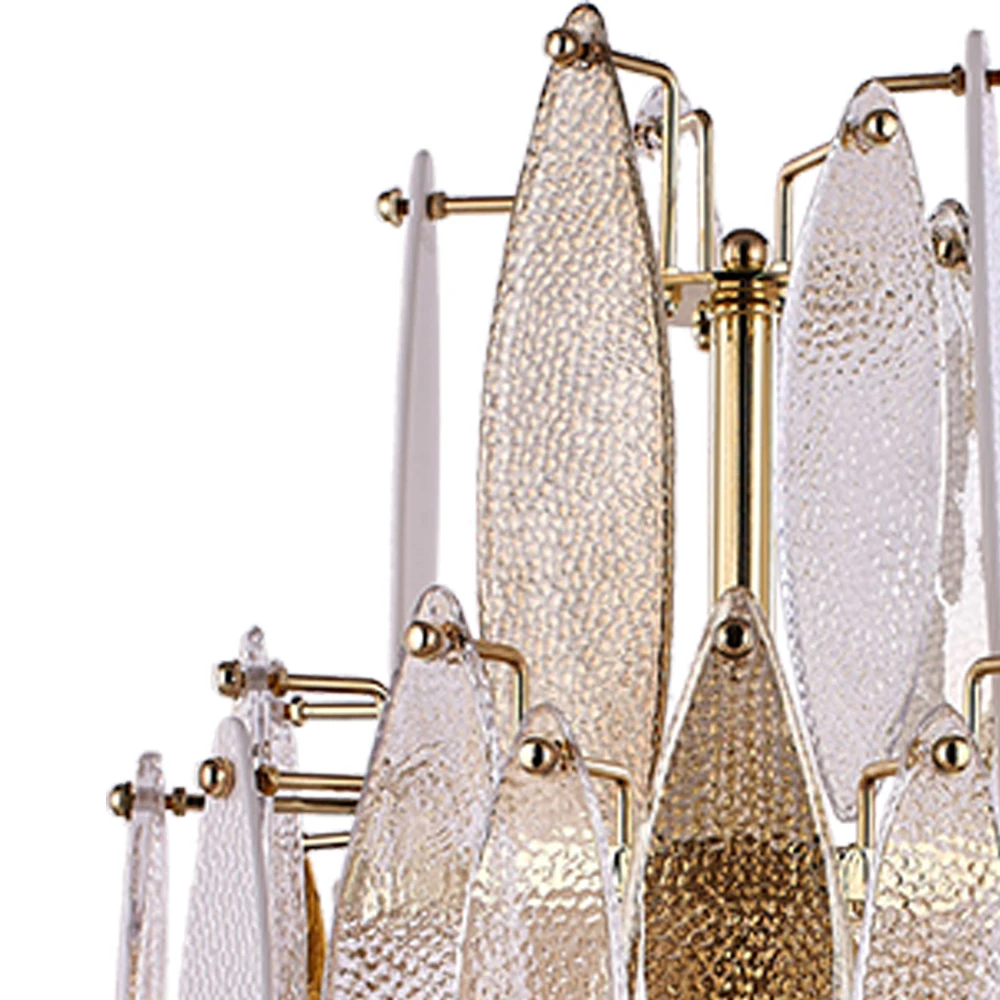 Modern luxury glass chandelier lighting elegant handmade leaf shaped glass Villa bedroom living room luxury designer glass lamp