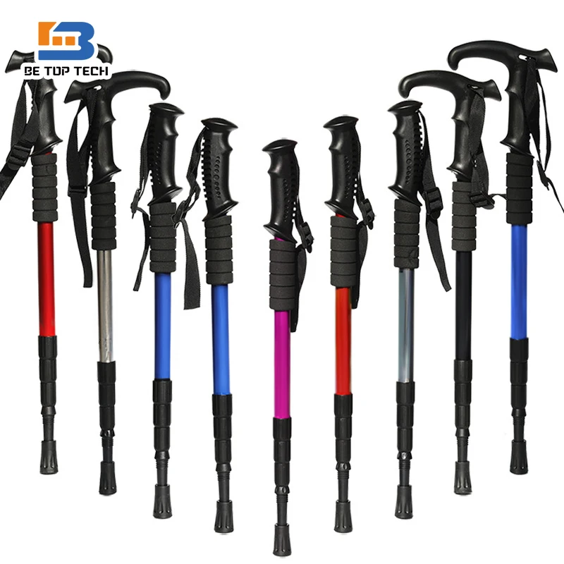 Outdoor Camping Equipment Hiking Trekking Poles Sticks Folding Hiking Walking Cane Sticks