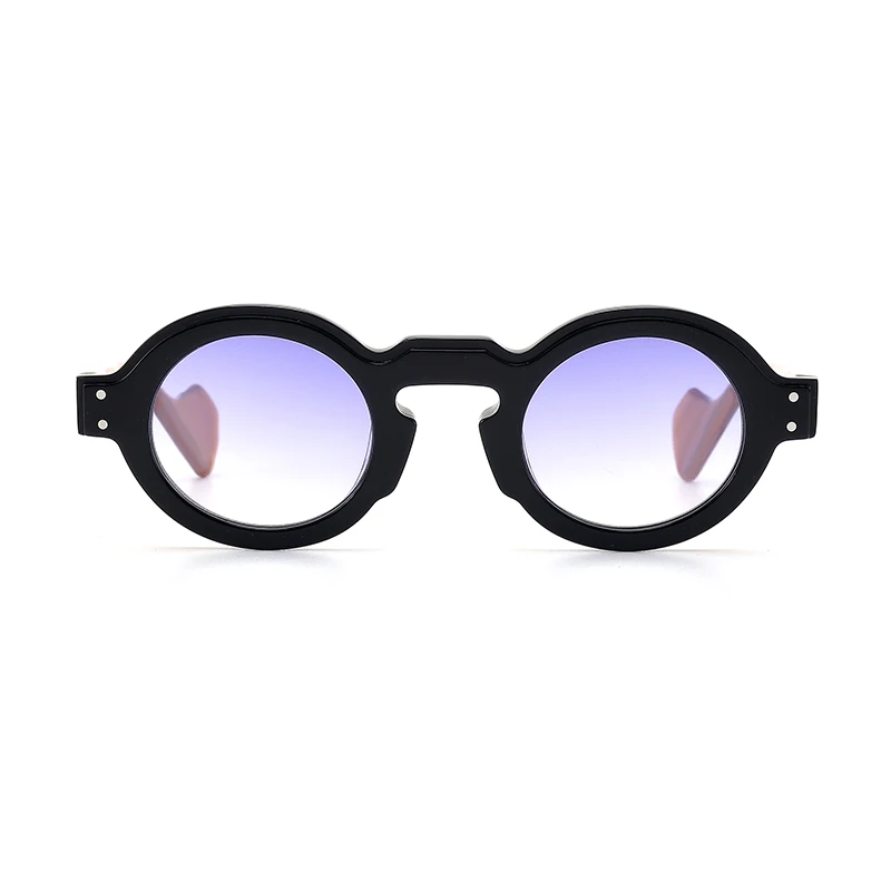 Ацетатные круглые солнцезащитные очки высокого качества солнцезащитные очки унисекс Толстая оправа милые синие поляризованные очки