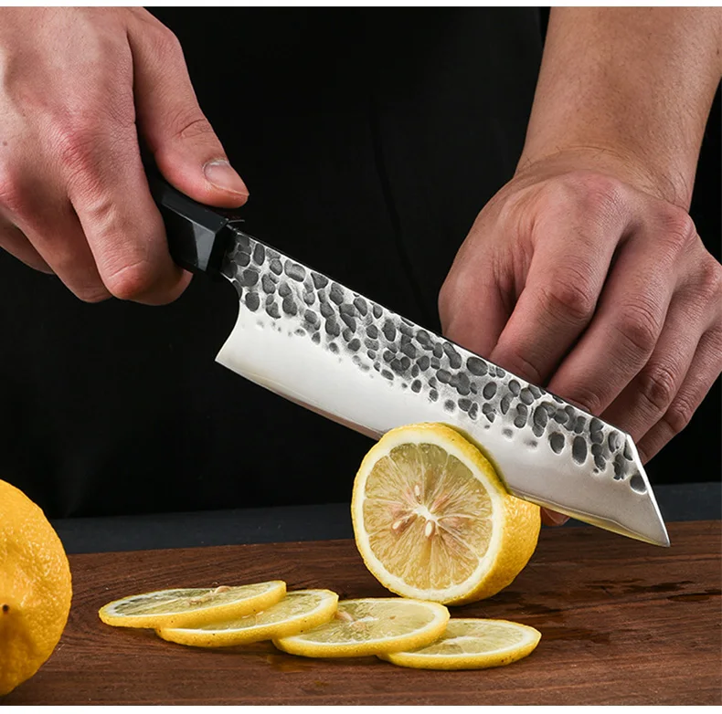 Professional High Carbon 3 layers clad steel Handmade Forged 7 Inch Kitchen Kiritsuke Knife Japanese Knife