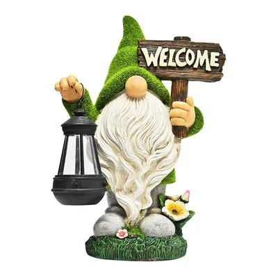 Resin lamp garden decor dwarf water spirit crafts hot sale solar environmentally friendly New Design