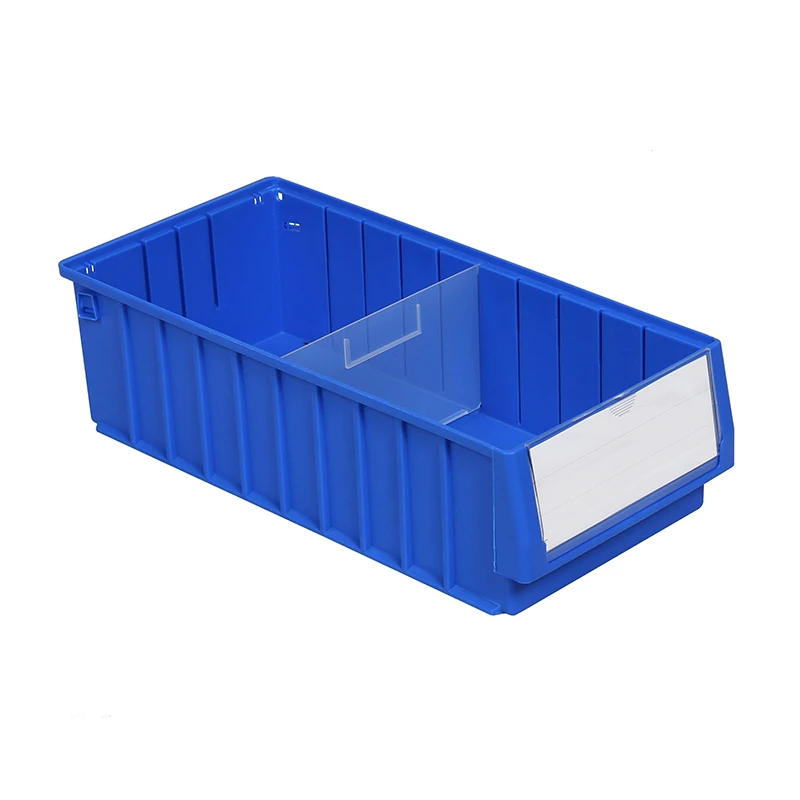 Heavy duty blue colour spares parts boxes stackable warehouse shelf bin plastic storage bins