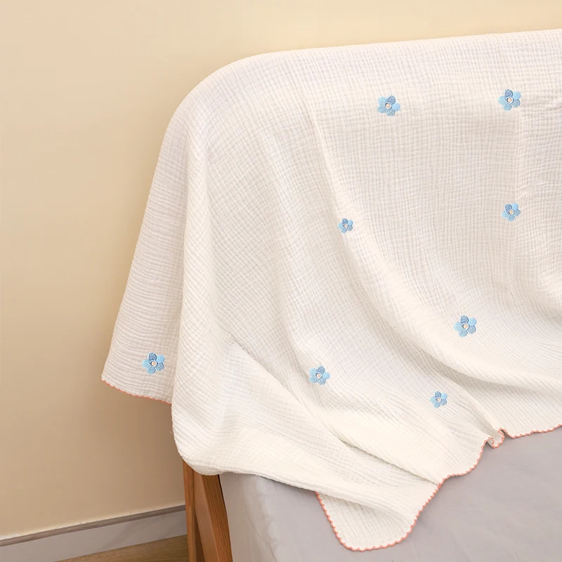 Jiangsu Manufacturer 100% Organic Cotton Soft Baby Muslin Gauze Swaddle Sac Blanket Summer Muslim Baby Blankets