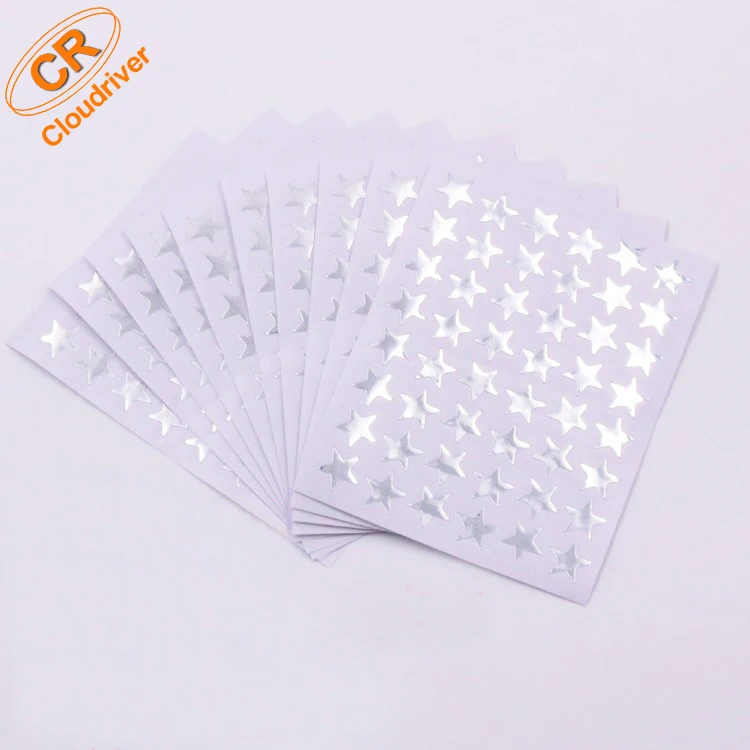 Custom Star Moon Shaped Gold Foil Stamping Sticker Reward Labels Hot Stamping Foiled Sticker Icons