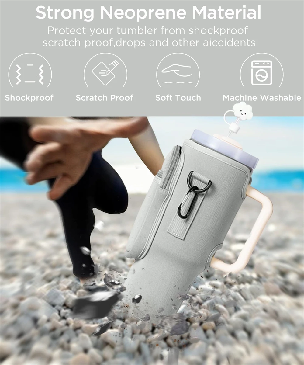 Neoprene Water Bottle Carrier Bag for Tumbler 40 oz with insulator carrier bags and adjustable Strap water bottle sleeve