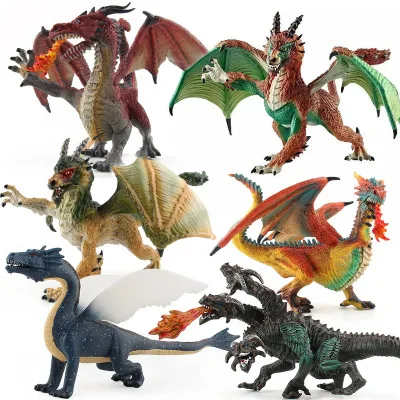 Evil dragon Variant and wild two heads dragons figures mythical wild animal set  dinosaur toy for kids gifts
