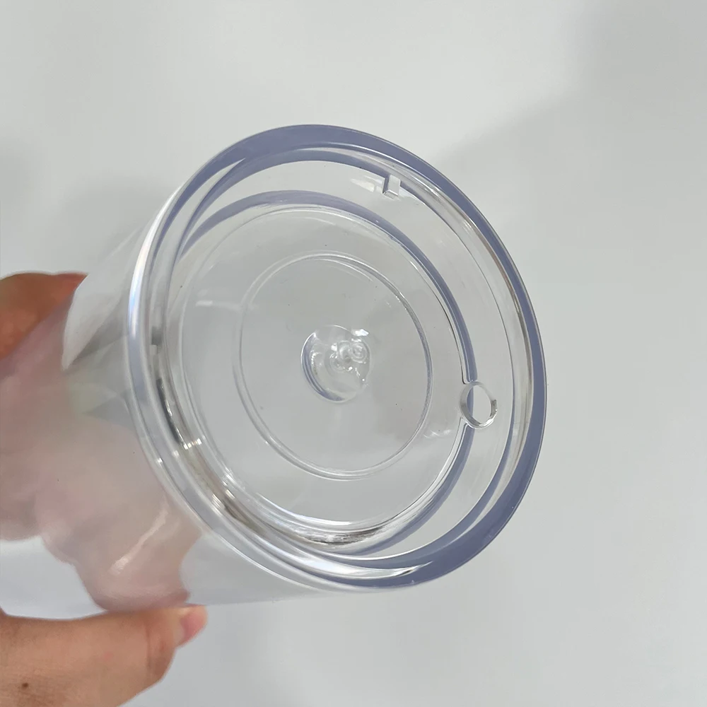 24oz Reusable Plastic Cup Manufacturer Wholesale Pre-drilled Snow Globe  Cups Plastic Acrylic Ice Cream Cone With Lid And Straw