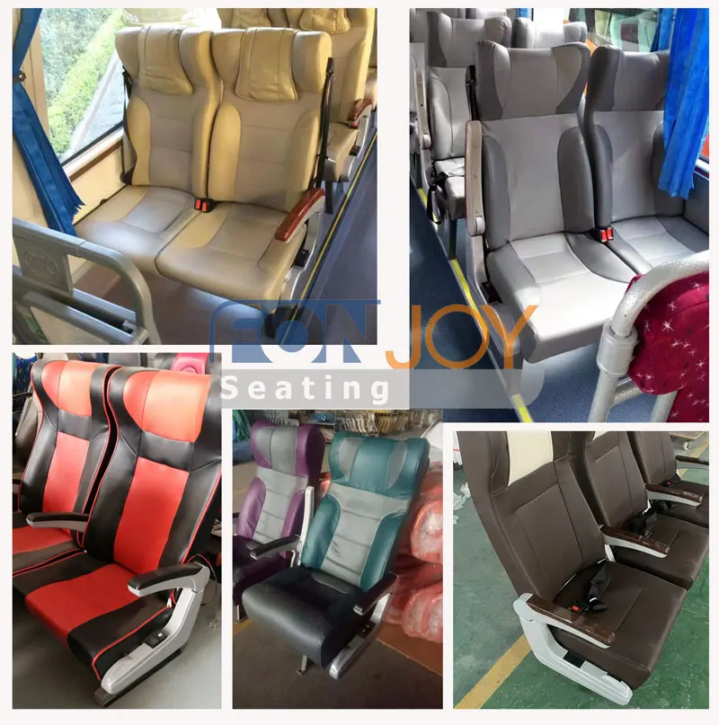 whole sale PVC leather upholstery bus passenger seat back reclining with foldable aluminum alloy armrest