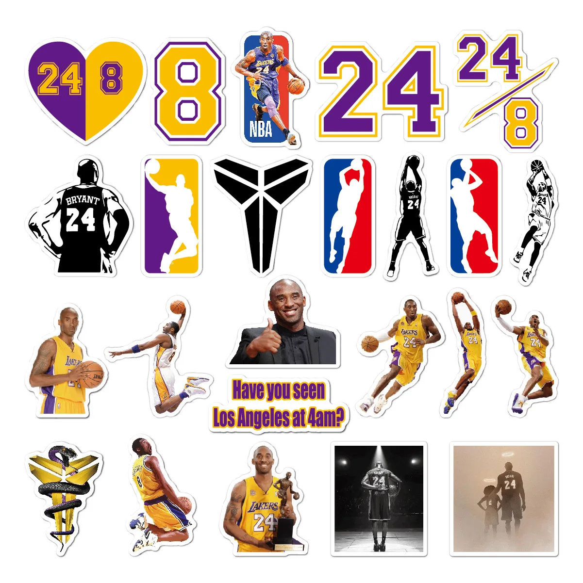 24 шт. наклейки NBA баскетбольные лакеры № Черная Мамба Кобе Брайант водонепроницаемые в