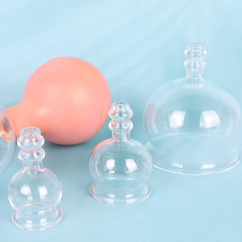 Wholesale purple cup set set transparent glass cupping health center home tools cold glass cupping machine