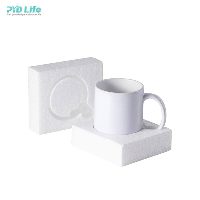 PYD Life Wholesale Factory EXW Cheap Price 11oz Custom Blank White Stoneware Sublimation Blanks Coffee Mug with White Foam Box