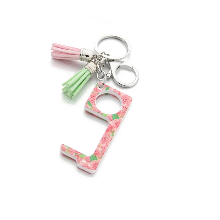 Safety Clean No Touch Door Opener Tool Handheld Plastic Keychain Tool Non-Contact Key Tool