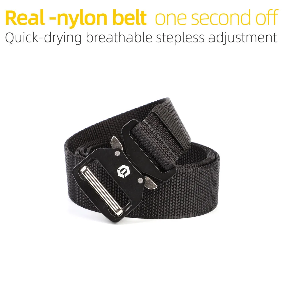 Logo Custom Zinc Alloy buckle Quick Release Strong Jacquard nylon Webbing Belt for Men