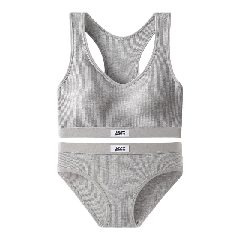 High Quality Custom Logo Underwear Set  Sexy Bra And Panty  Deep V-neck Women Thongs And Bra