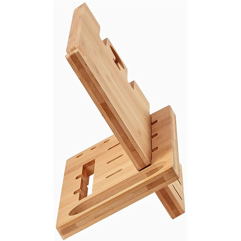 Multiple bamboo wood mobile charging stand for office