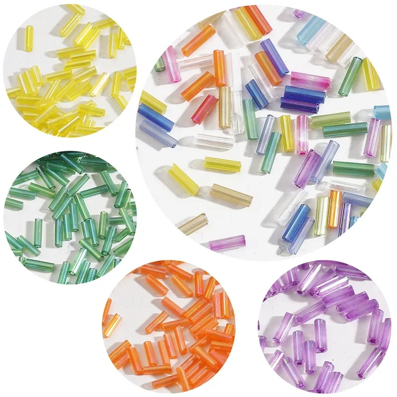 Закрытая акционерная Компания C & J 2*7 мм, аксессуары к ювелирным украшениям DIY ручной работы материал симфония стеклянные бусины-трубочки