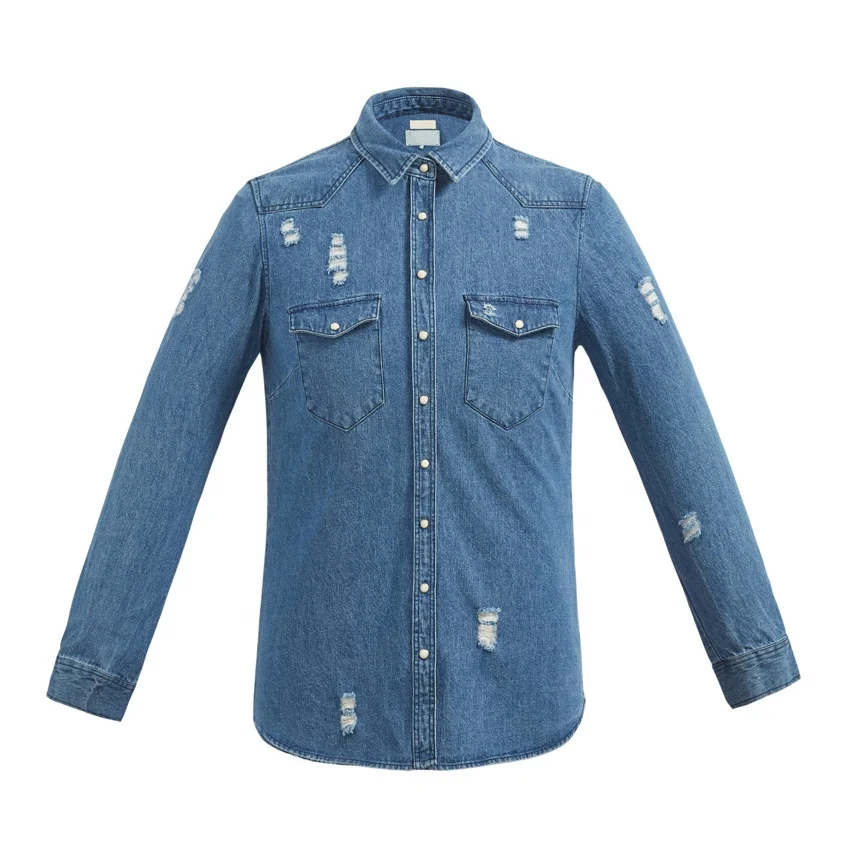 
Popular custom made comfortable cowboy shirts long sleeve man demin shirts wholesaler from direct Chinese factory 