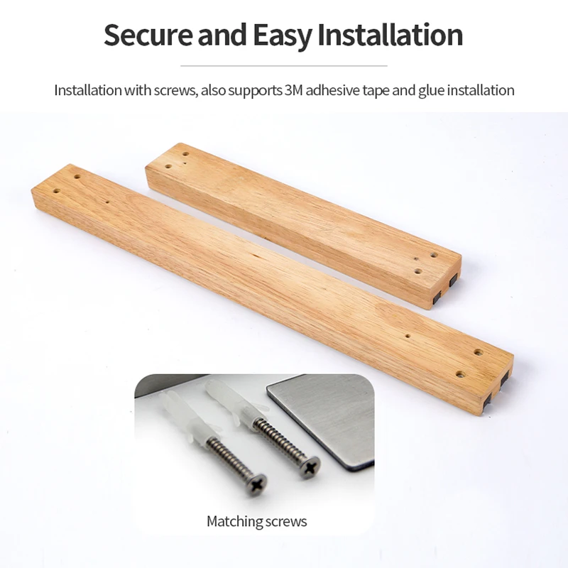 Wholesale stainless steel magnetic knife bar Kitchen Storage 16 inch  wood magnetic knife holder for wall