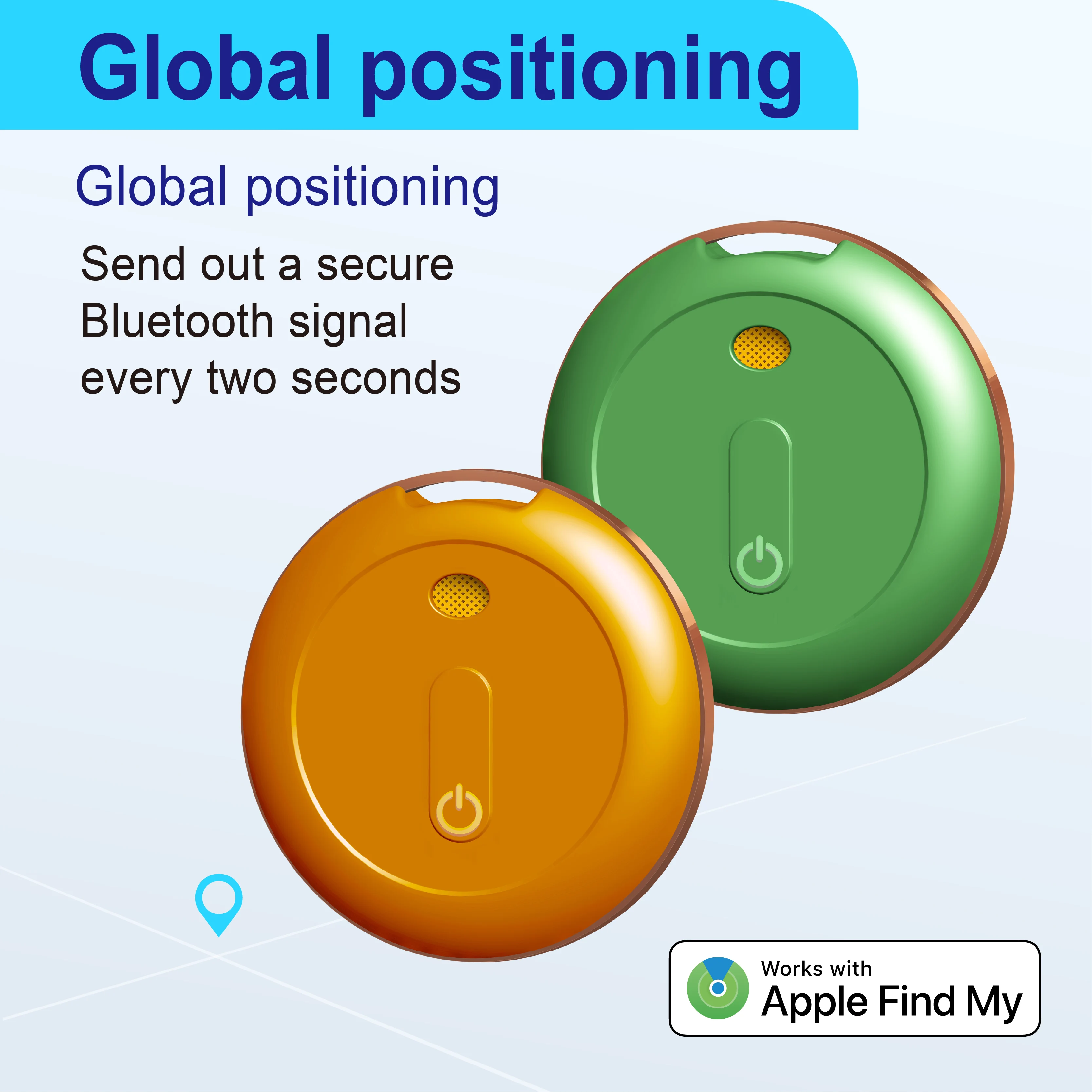 Findmy Mini Portable Bluetooth Locator Long Range 100m IP67 Waterproof 365 Days Longlife GPS Tracker MFI iOS Compatible AirTag