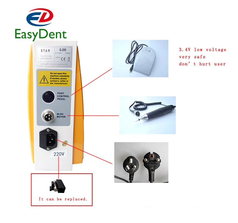 Стоматологический Электрический микромотор управление высокоскоростным микромотором стоматологический лабораторный бесщеточный 60000rmp