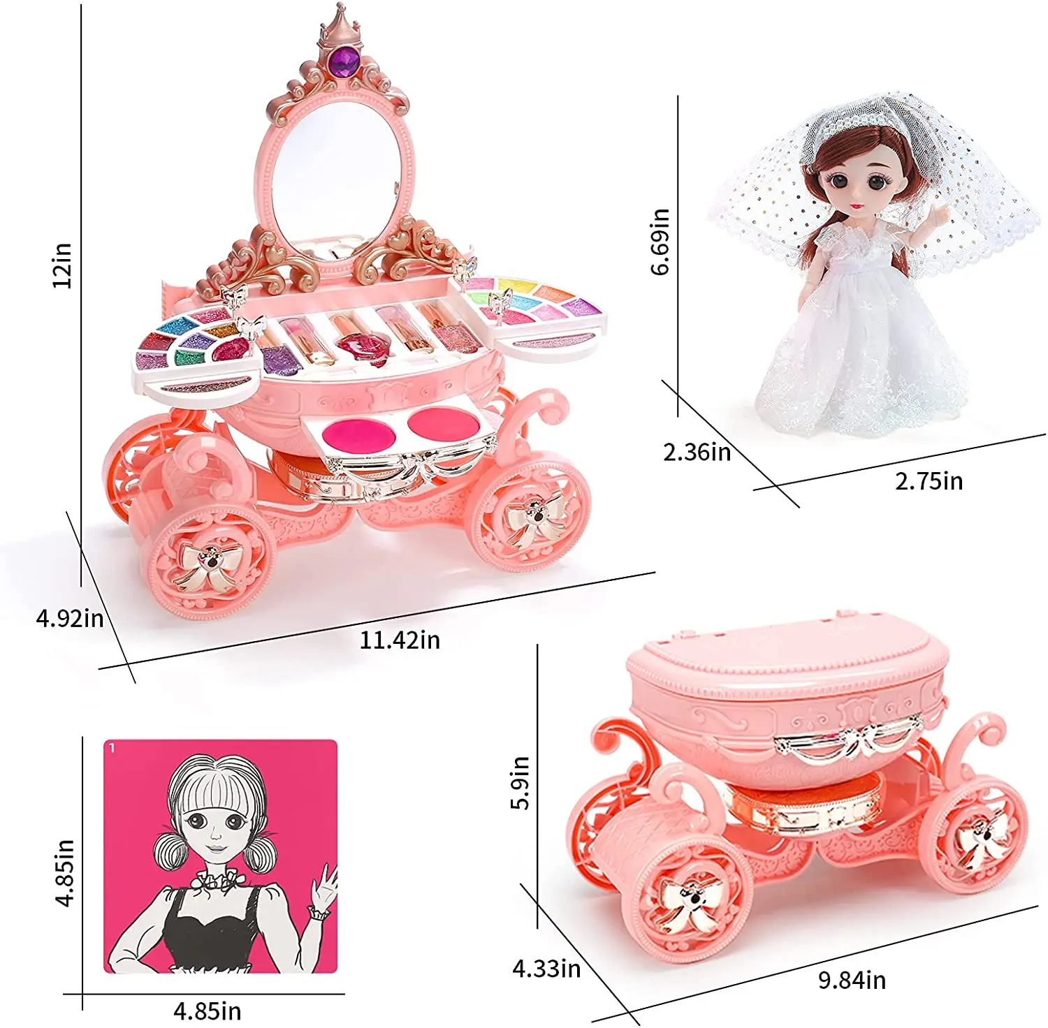 Perfect Christmas Gift Eve Stone 47 Pcs Kids Pretend Play Toys Makeup Kit for Girls Washable Makeup Set with Non Toxic Cosmetic